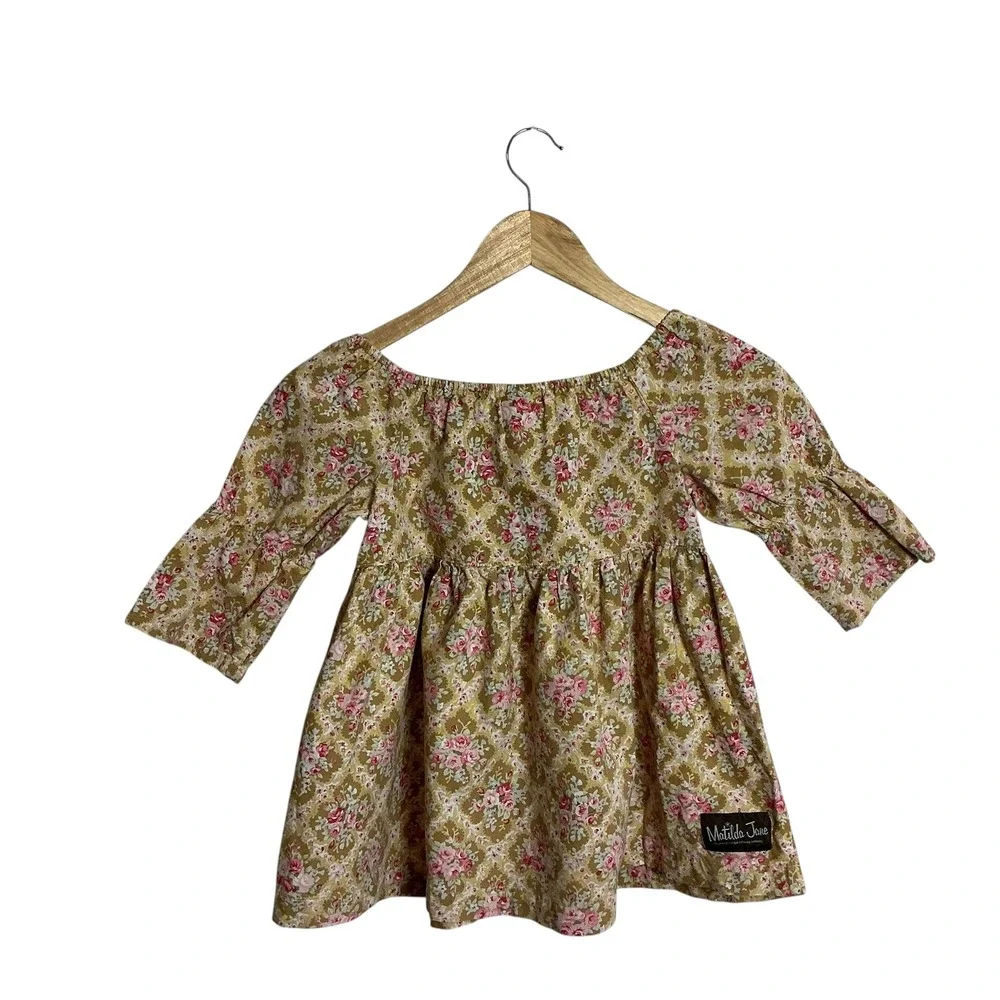 Matilda Jane Fiona In Calico Peasant Top Girls Westside Floral Shirt Size 6